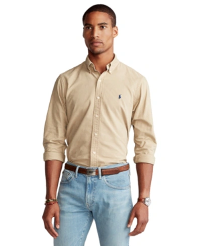 Polo Ralph Lauren Garment Dyed Oxford Shirt Slim Fit Player Logo In Tan Exclusive To Asos In Surrey Tan