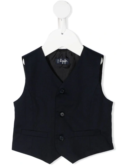 Il Gufo Babies' V-neck Buttoned Waistcoat In 蓝色