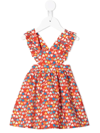 Gucci Babies' Gg Heart-print Dress In Red