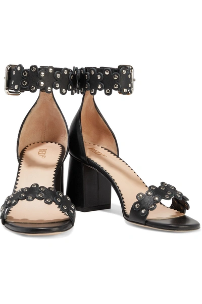 Redv Flower Puzzle Studded Leather Sandals In Black