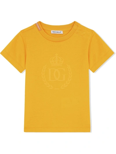 Dolce & Gabbana Babies' Logo-print Short-sleeve T-shirt In Orange