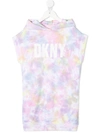 Dkny Tie-dye Logo Dress In Pink
