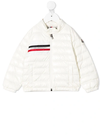 Moncler Ivory Alipos Jacket For Babykids With Logo In Bianco