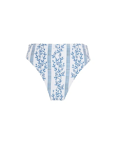 Agua By Agua Bendita Women's Comino Grosellas-print High-rise Bikini Bottom In White/blue