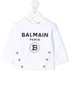 BALMAIN SEQUINNED-LOGO COTTON SWEATSHIRT