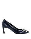 Roger Vivier Woman Pumps Midnight Blue Size 12 Leather In Dark Blue