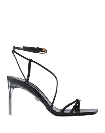Versace Woman Sandals Black Size 8 Soft Leather