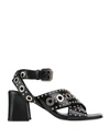 Maje Ferma Eyelet-embellished Leather Sandals In Black