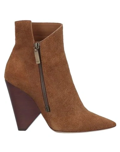 Saint Laurent Ankle Boots In Camel