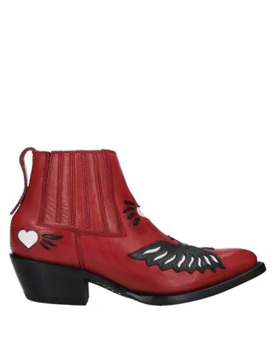 Ash Ankle Boots In Brick Red