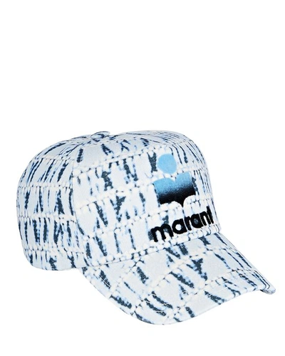Isabel Marant Embroidered Logo Graphic-print Cap In 30bu Blue