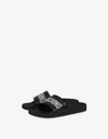 Moschino Rubber Pool Slides With Logo In Black