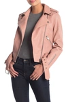 Walter Baker Allison Leather Moto Jacket In Rose Pink