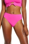 Robin Piccone Ava High Waist Bikini Bottoms In Fuchsia