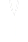 Adornia White Rhodium Plated Layered Y-necklace In Silver