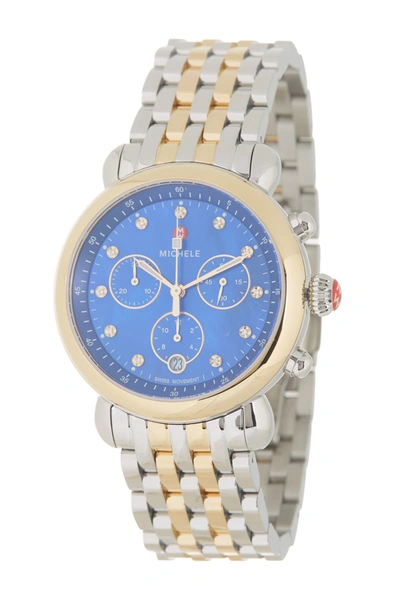 Michele Csx Diamond Embellished Bracelet Watch, 38mm In Blue  display picture 3