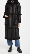 Stand Studio Delia Faux-shearling Oversized Coat In Black/black