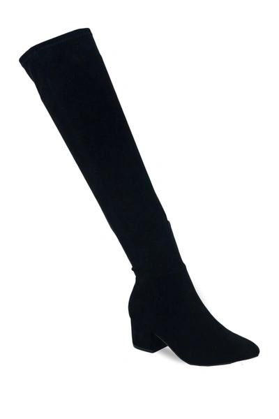 Chase & Chloe Wynter Over The Knee Boot In Black Suede