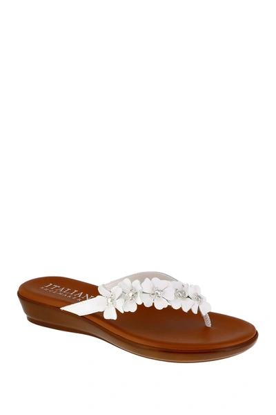 Italian Shoemakers Emina Floral Flip Flop In White