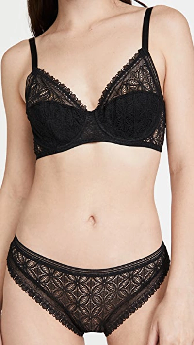 Else Petunia Stretch-mesh And Corded Lace Underwired Bra In Black