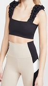 Port De Bras Scrunchie Active Crop Top In Black