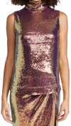 LAPOINTE IRIDESCENT SEQUINS DRAPED NECK SHIFT TANK,SALLY30070