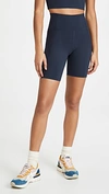 Girlfriend Collective High-rise Stretch-recycled Polyester Shorts In Midnight