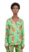 ALIÉTTE GREEN KEY LONG SLEEVE SILK SHIRT