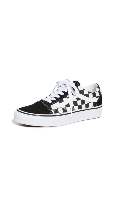 Vans Old Skool Platform Trainers In Checkerboard-black