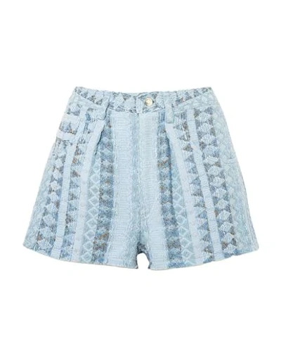 Iro Woman Shorts & Bermuda Shorts Sky Blue Size 12 Cotton, Silk, Polyamide, Acrylic, Viscose