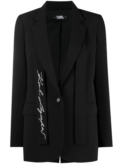 Karl Lagerfeld Logo Embroidered Tailored Blazer In Black