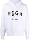Msgm Logo-print Pullover Hoodie In White