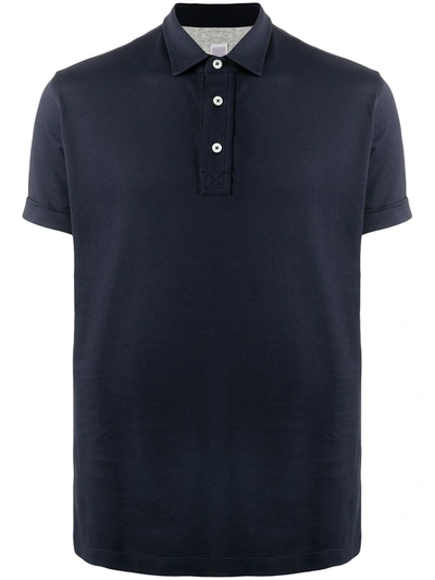 Eleventy High Twist Cotton Polo Shirt In Blue