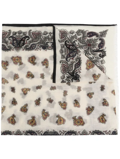 Etro Paisley Embroidered Cashmere Scarf In Neutrals