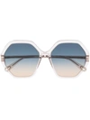 Chloé Esther Octagonal-frame Sunglasses In Neutrals