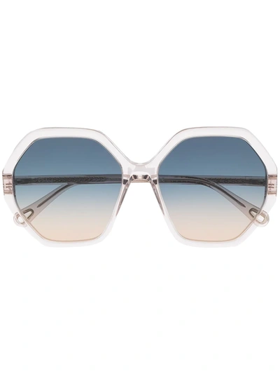 Chloé Esther Octagonal-frame Sunglasses In Neutrals
