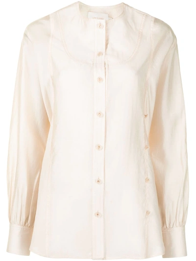 Low Classic Collarless Long-sleeved Shirt In Neutrals