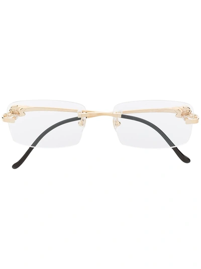 Cartier Rimless Square Frame Glasses In Gold