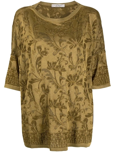 D-exterior Floral Print Slouchy T-shirt In Green