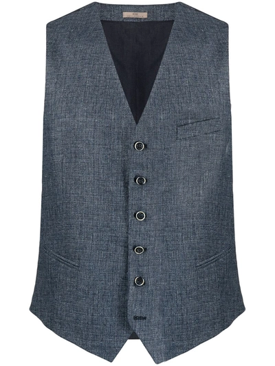 Lady Anne Button-up Waistcoat In Blue