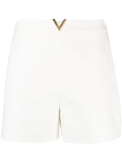 Valentino Vgold High-waisted Shorts In Weiss