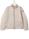 Save The Duck Logo-sleeve Padded Jacket In Neutrals