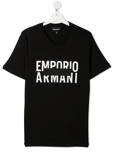 Emporio Armani Kids' Logo-print Short-sleeve T-shirt In Black