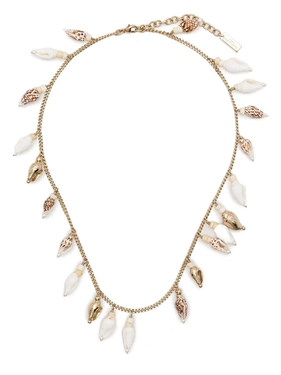 Saint Laurent Shell-pendant Necklace In White