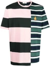 LANVIN LOGO-EMBROIDERED STRIPED T-SHIRT