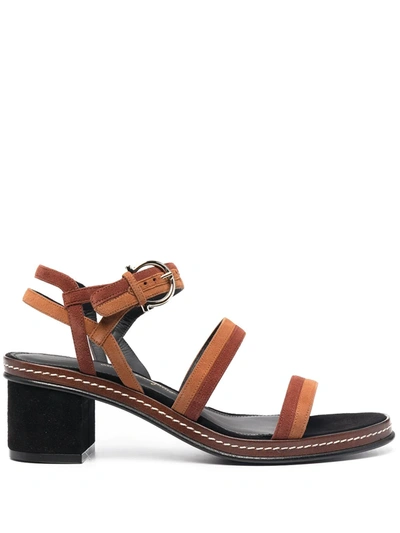Ferragamo Two-tone Leather Sandals In Brown