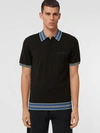 BURBERRY ICON STRIPE DETAIL WOOL POLO SHIRT