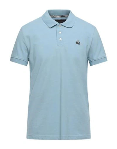 Moose Knuckles Polo Shirts In Sky Blue