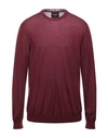 Giorgio Armani Burgundy Crewneck Sweater In Maroon