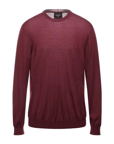 Giorgio Armani Burgundy Crewneck Sweater In Maroon